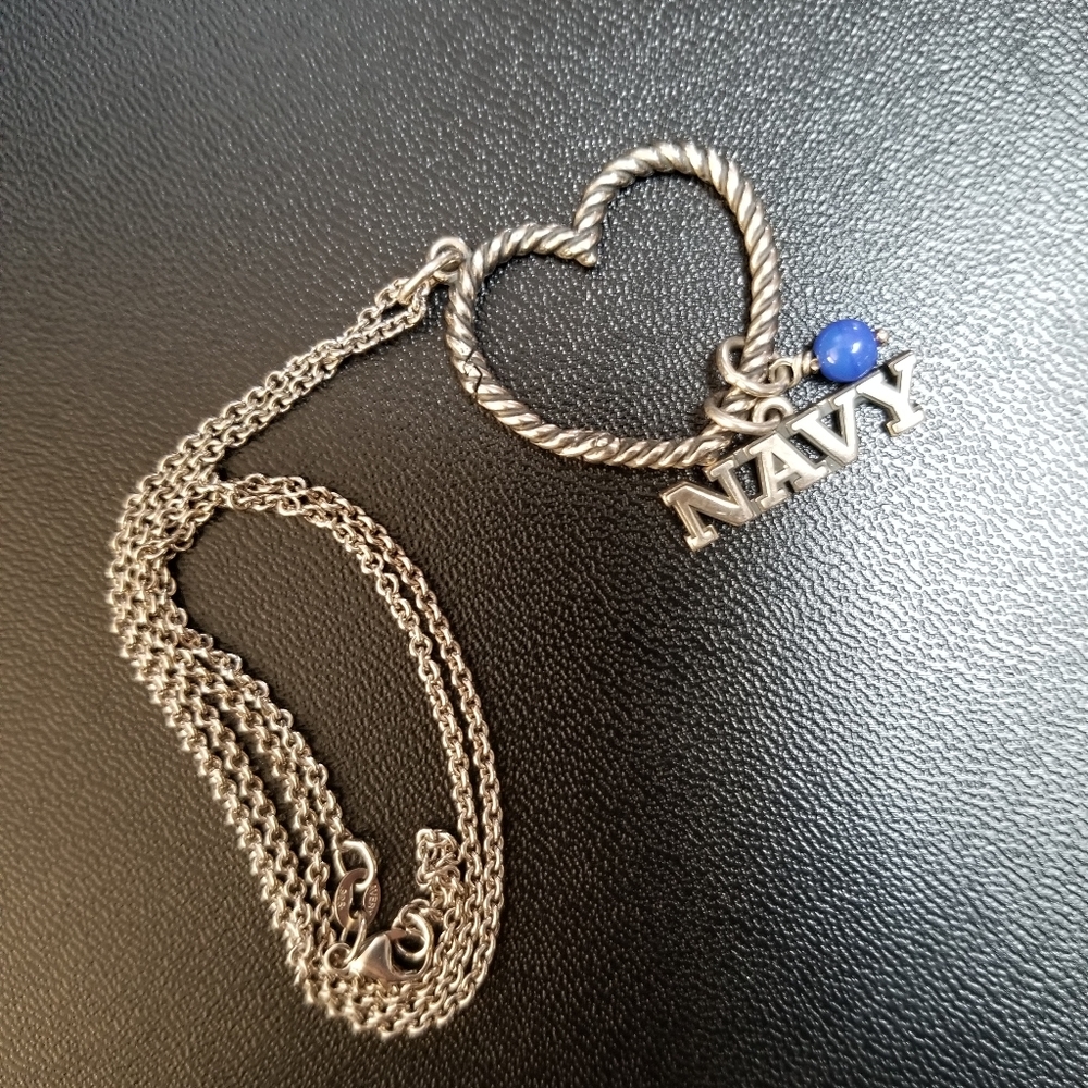 James Avery 925 Silver Charm Keeper Navy Necklace